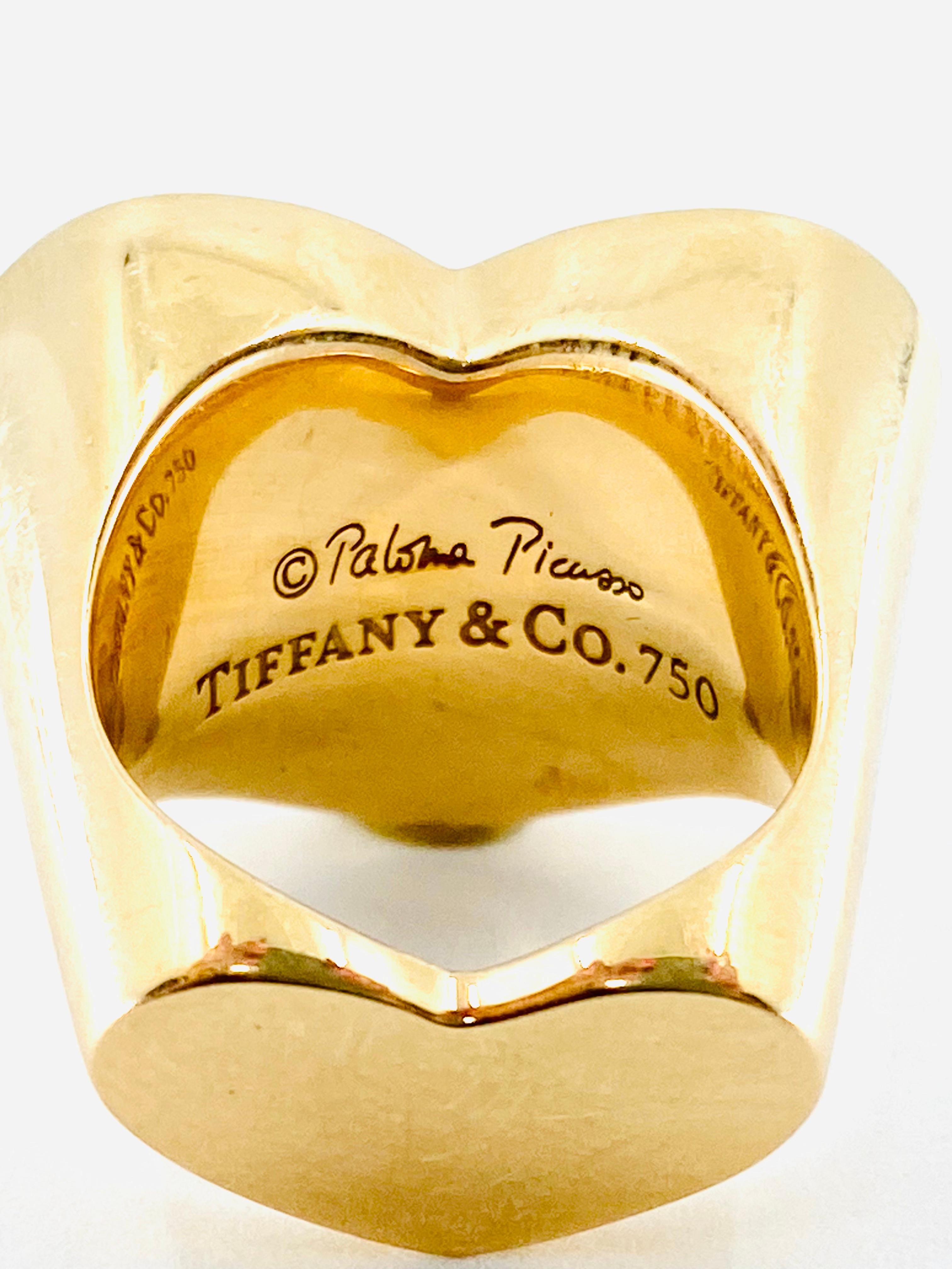Tiffany & Co. Paloma Picasso Double Modern Heart Ring 18k Gold 2