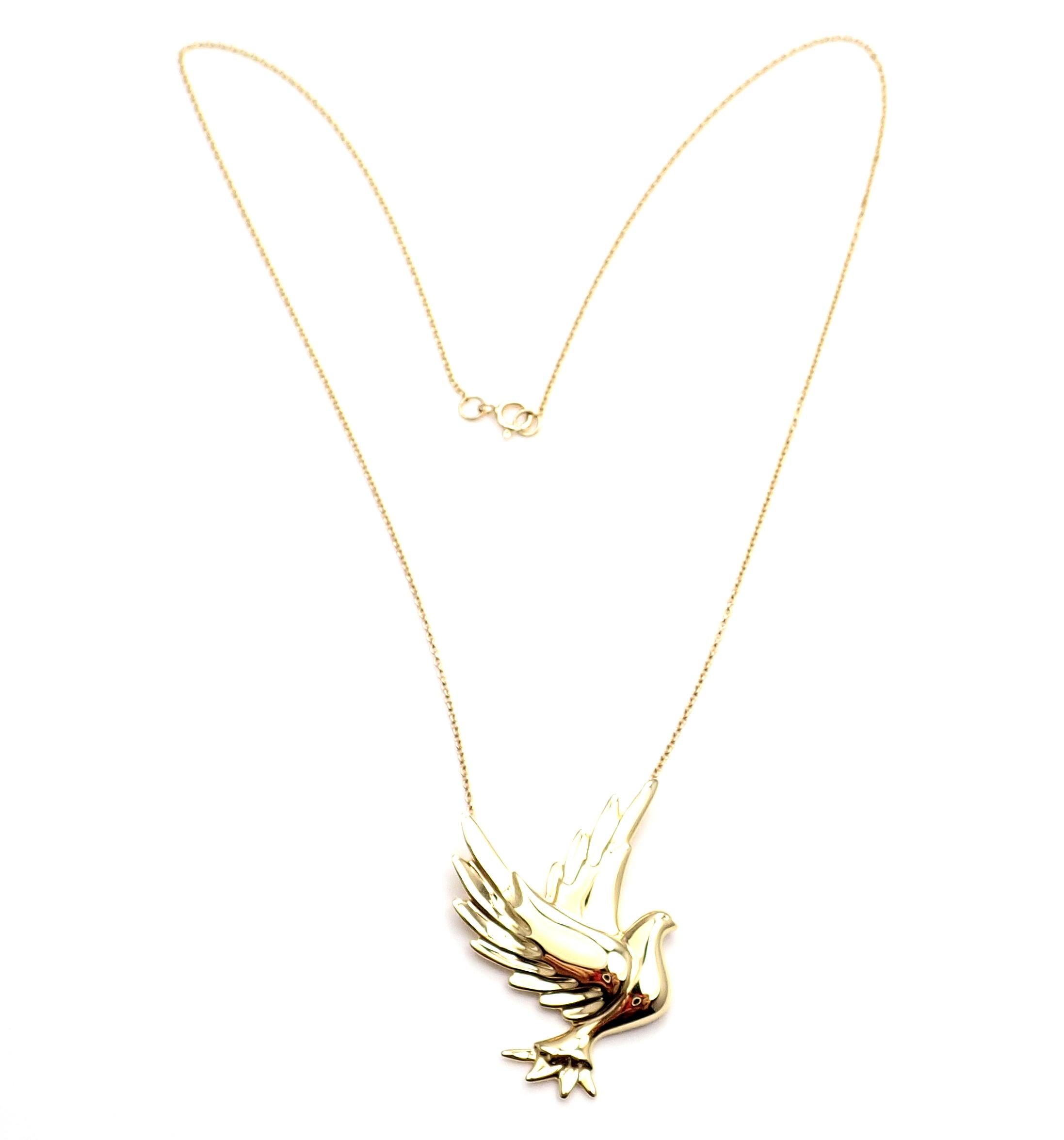 18k Yellow Gold Dove Bird Pendant Necklace by Paloma Picasso for Tiffany & Co.  
Details:  
Length: 16