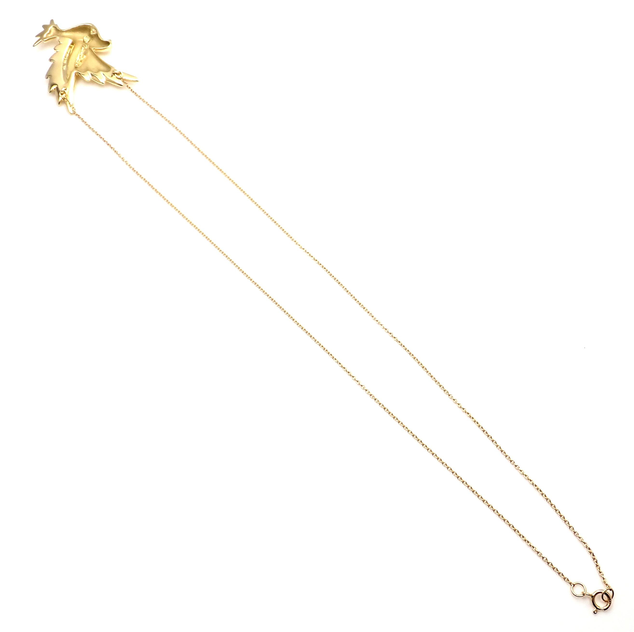 Tiffany & Co. Paloma Picasso Dove Bird Yellow Gold Pendant Necklace 1