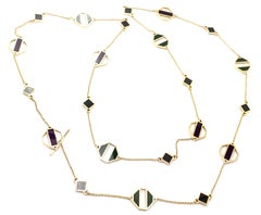 Tiffany & Co Paloma Picasso Enamel Stations Long Link Yellow Gold Chain Necklace