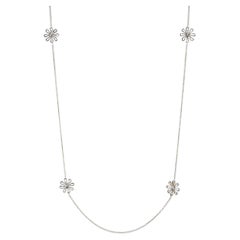 Retro Tiffany & Co Paloma Picasso Flower Necklace Estate Silver 27" Long Chain