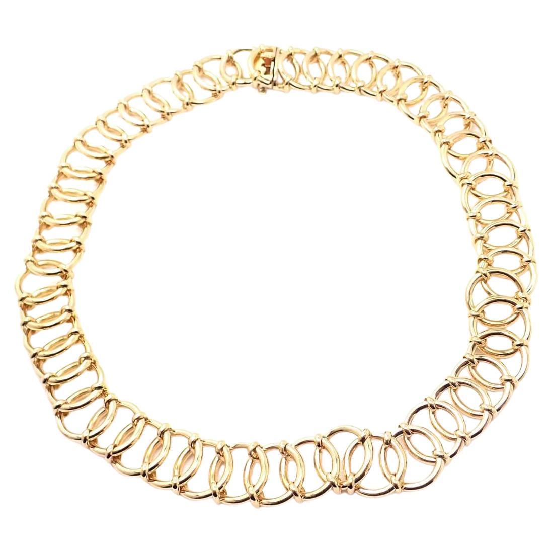Vintage Tiffany & Co Paloma Picasso France Open Circle Link Yellow Gold Necklace For Sale