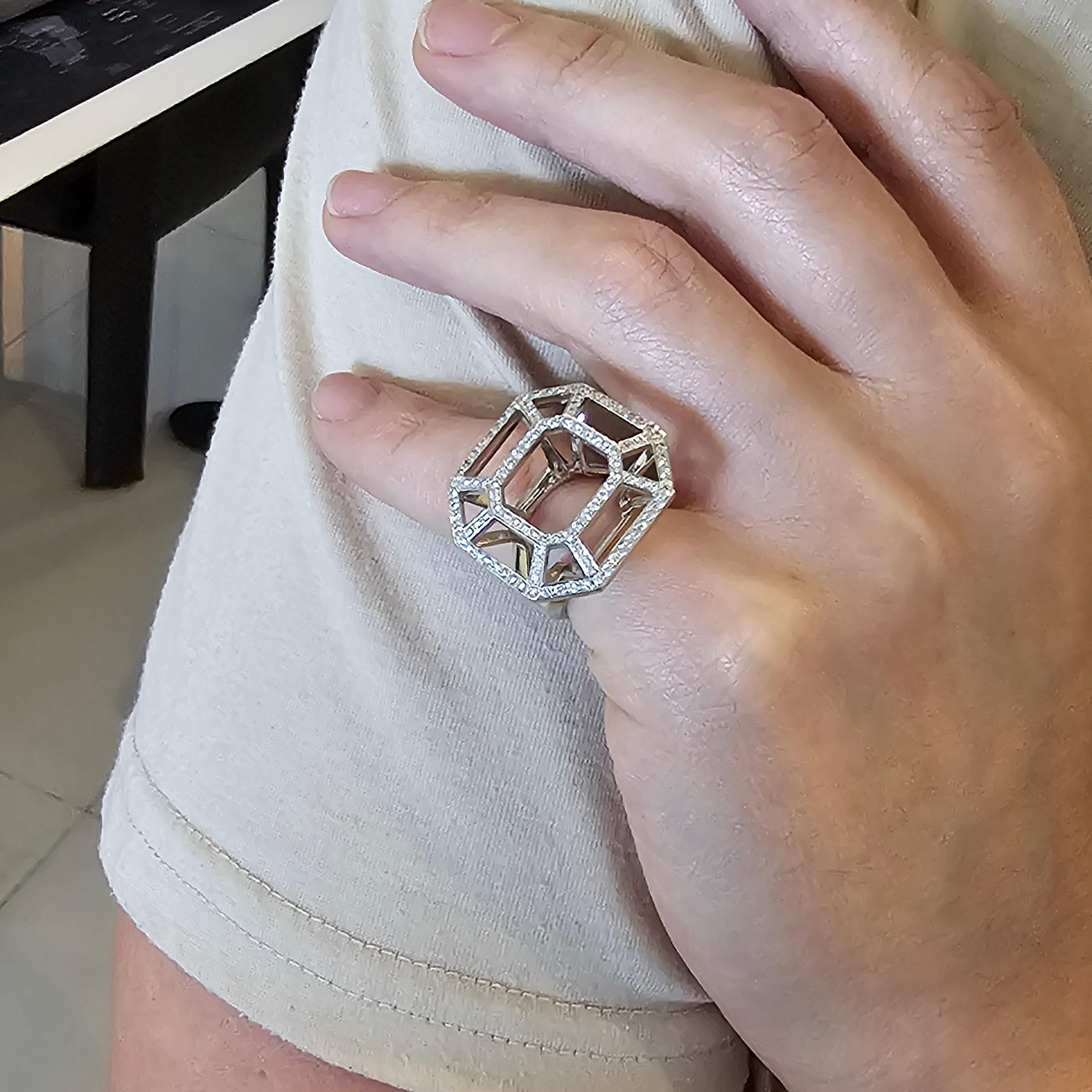 TIFFANY & CO Paloma Picasso Geometric Ring In 18Kt Gold With 1.35 Ctw Diamonds 4
