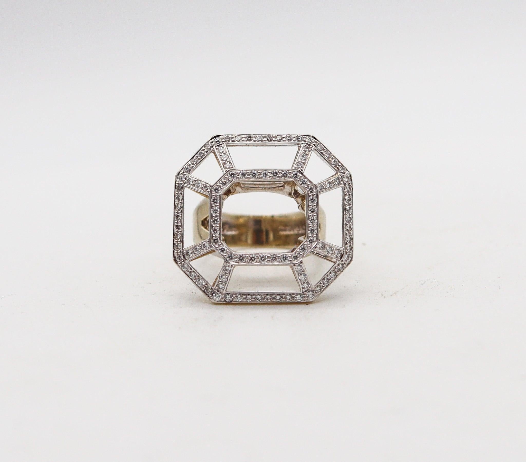 Geometric ring designed by Paloma Picasso for Tiffany & Co.

This geometric cocktail ring is very sophisticate and rare. The ring was created in New York city by Paloma Picasso for the Tiffany & Co. studios back in the 1984. The three-dimensional