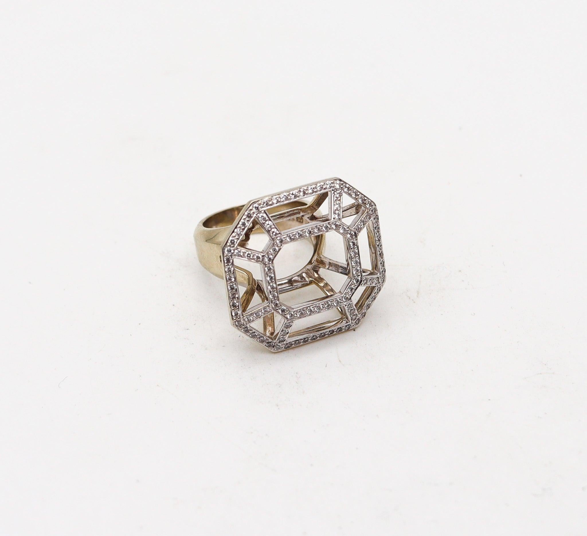 Modernist TIFFANY & CO Paloma Picasso Geometric Ring In 18Kt Gold With 1.35 Ctw Diamonds