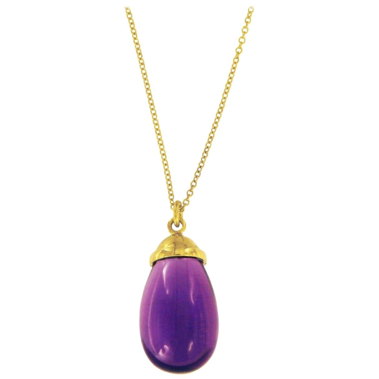 Tiffany & Co. Paloma Picasso Gold Amethyst Drop Pendant Necklace