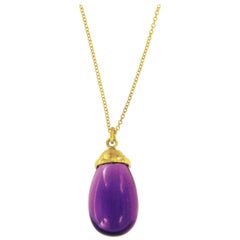 Tiffany & Co. Paloma Picasso Gold Amethyst Drop Pendant Necklace