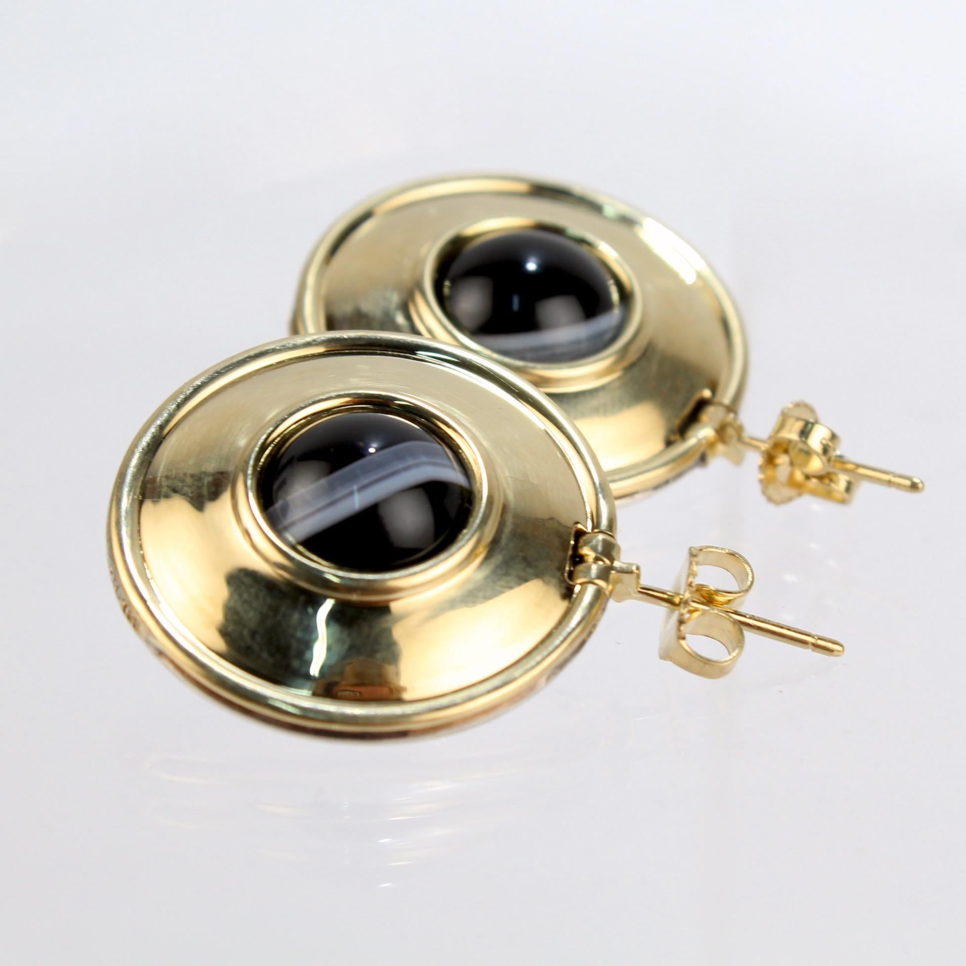 Bead Tiffany & Co. Paloma Picasso Gold, Silver & Agate Reversible Magic Disc Earrings