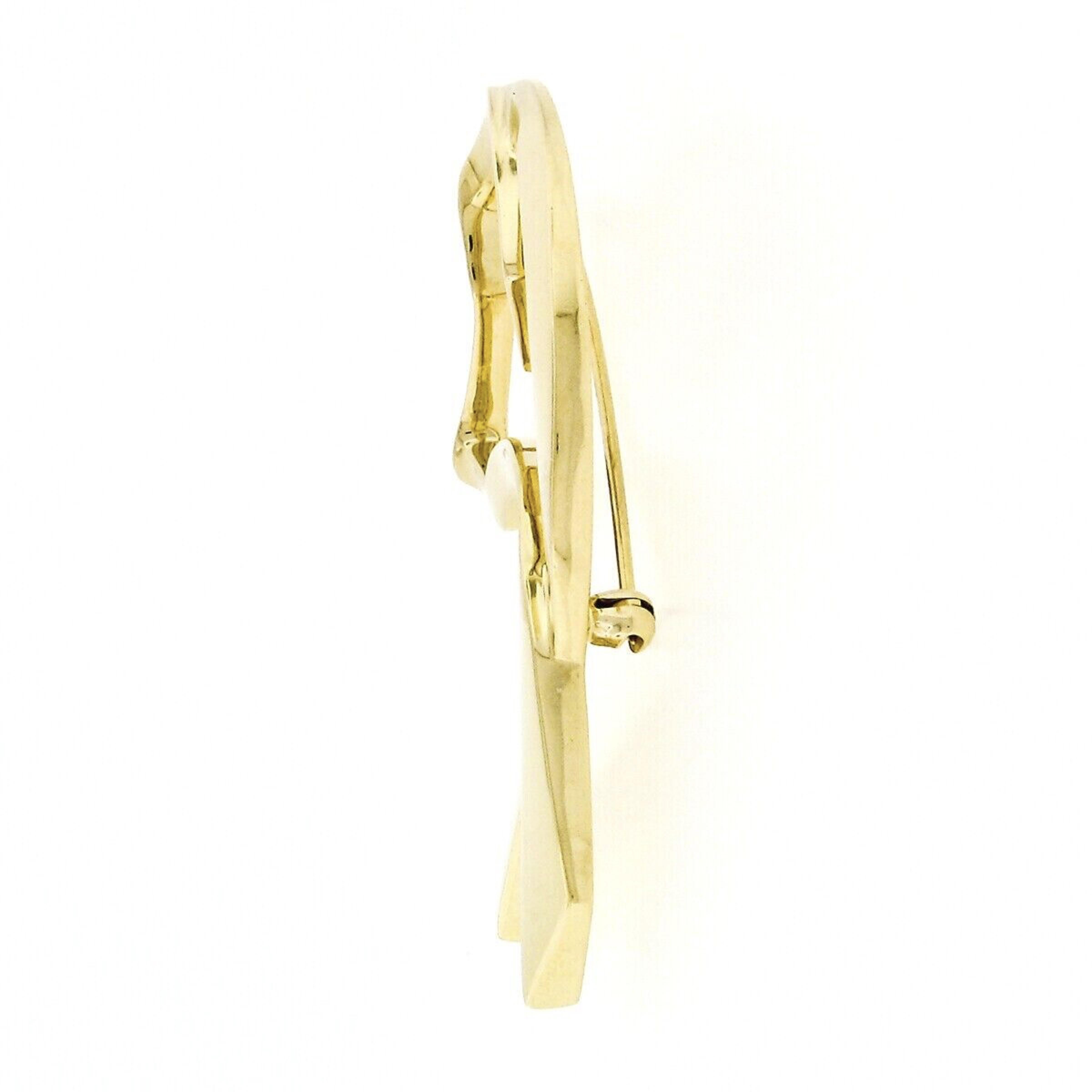 Women's or Men's Tiffany & Co. Paloma Picasso Graffiti 18k Yellow Gold Open Dog Ribbon Brooch Pin For Sale