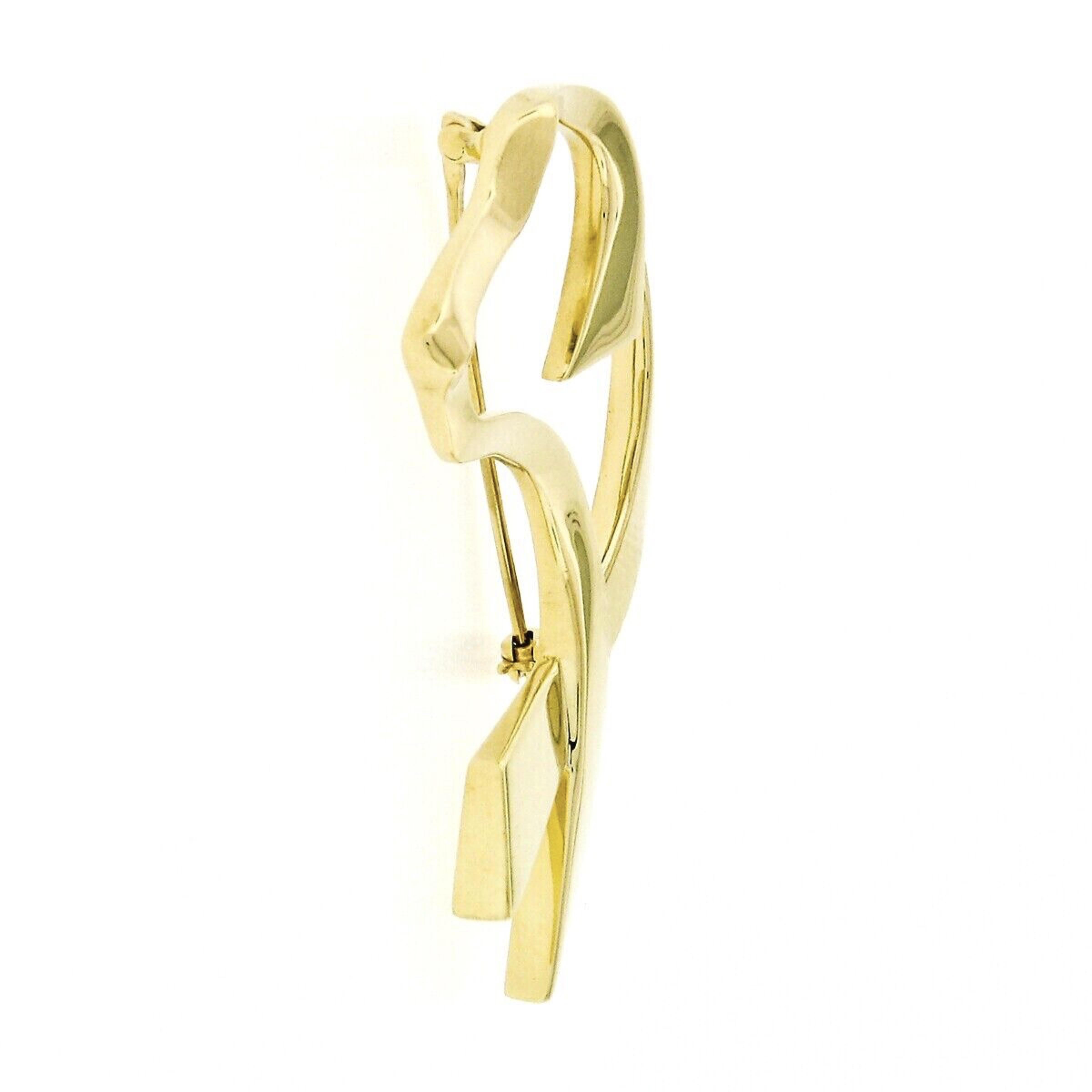 Tiffany & Co. Paloma Picasso Graffiti 18k Yellow Gold Open Dog Ribbon Brooch Pin For Sale 1