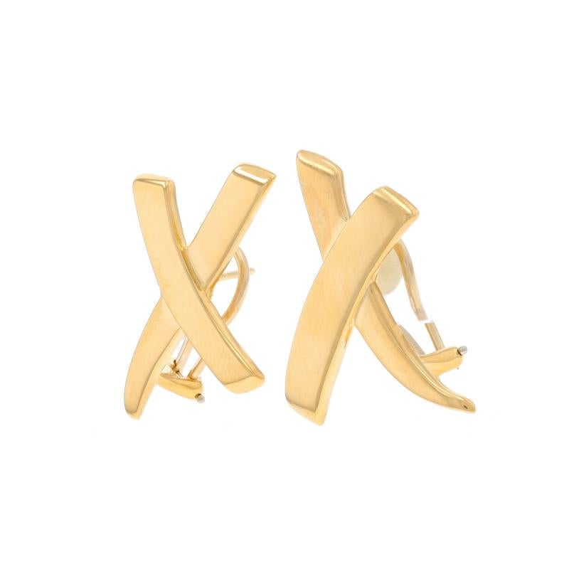 Tiffany & Co. Paloma Picasso Graffiti Extra Large X Earrings - Yellow Gold 18k In Excellent Condition For Sale In Greensboro, NC