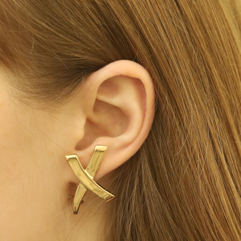 Women's Tiffany & Co. Paloma Picasso Graffiti Extra Large X Earrings - Yellow Gold 18k For Sale