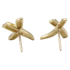 Tiffany & Co. Paloma Picasso Graffiti Kiss 18 Karat Yellow Gold X Stud Earrings