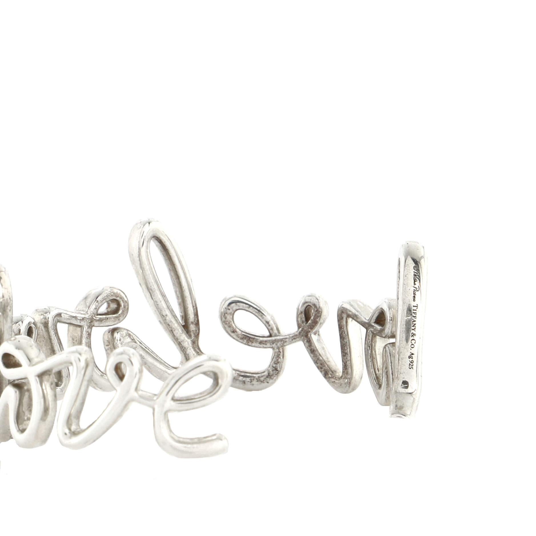 Tiffany & Co. Paloma Picasso Graffiti Love Cuff Bracelet Sterling Silver In Good Condition In New York, NY