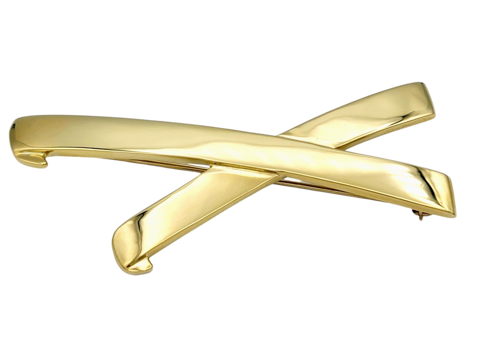 Contemporary Tiffany & Co. Paloma Picasso Graffiti 'X' Pendant / Brooch 18 Karat Yellow Gold For Sale