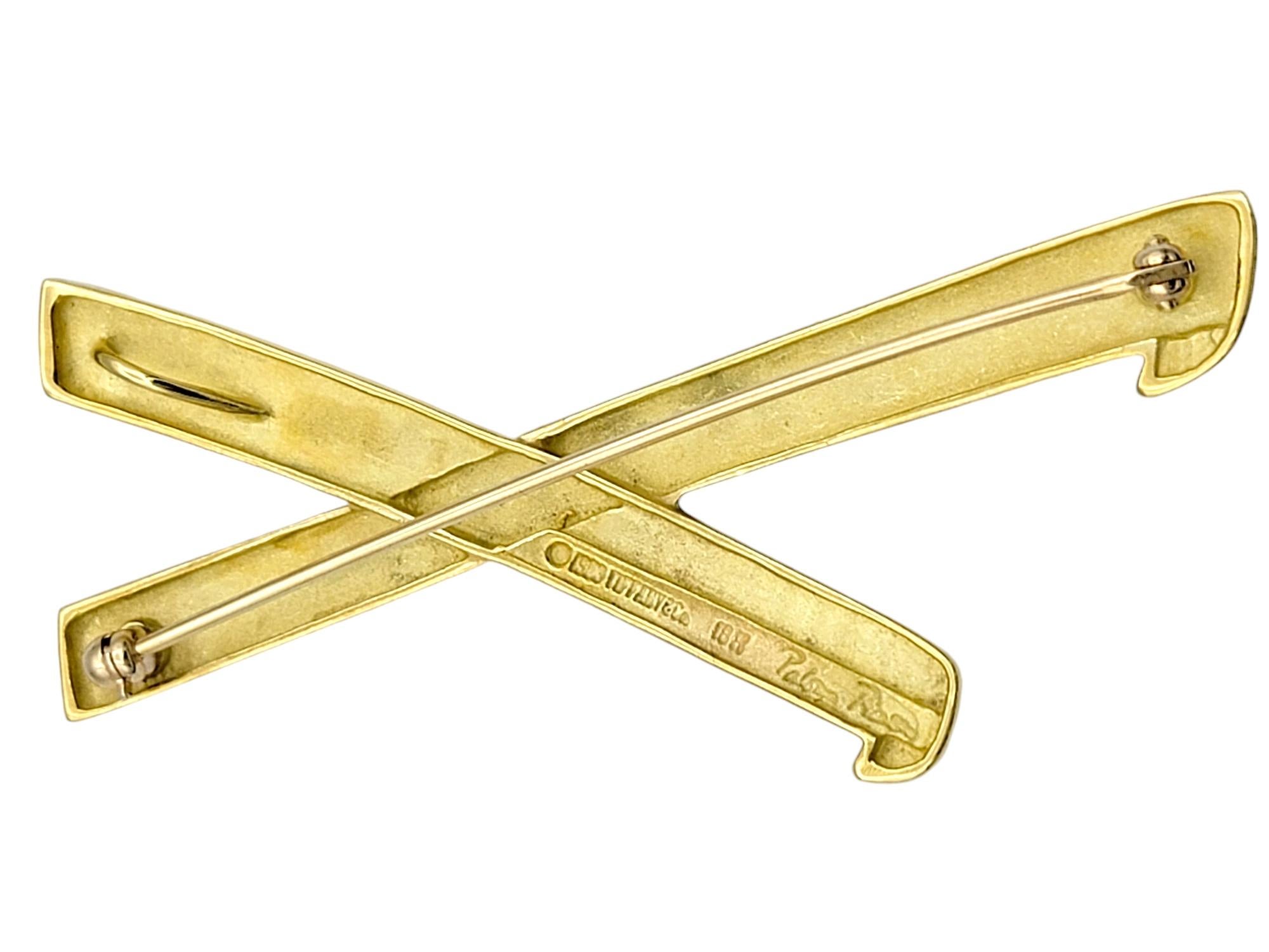 Tiffany & Co. Paloma Picasso Graffiti 'X' Pendant / Brooch 18 Karat Yellow Gold For Sale 2