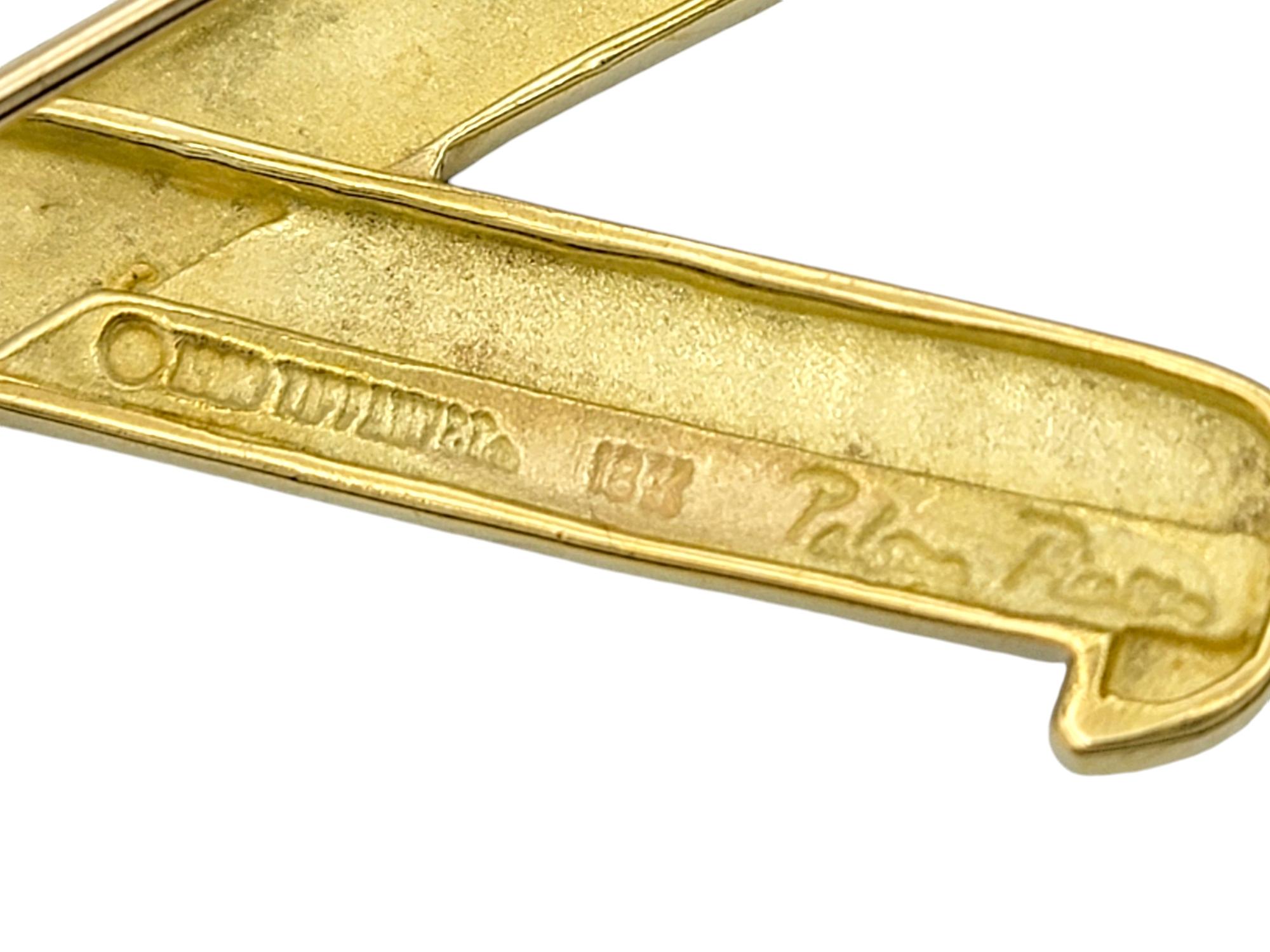 Tiffany & Co. Paloma Picasso Graffiti 'X' Pendant / Brooch 18 Karat Yellow Gold For Sale 4