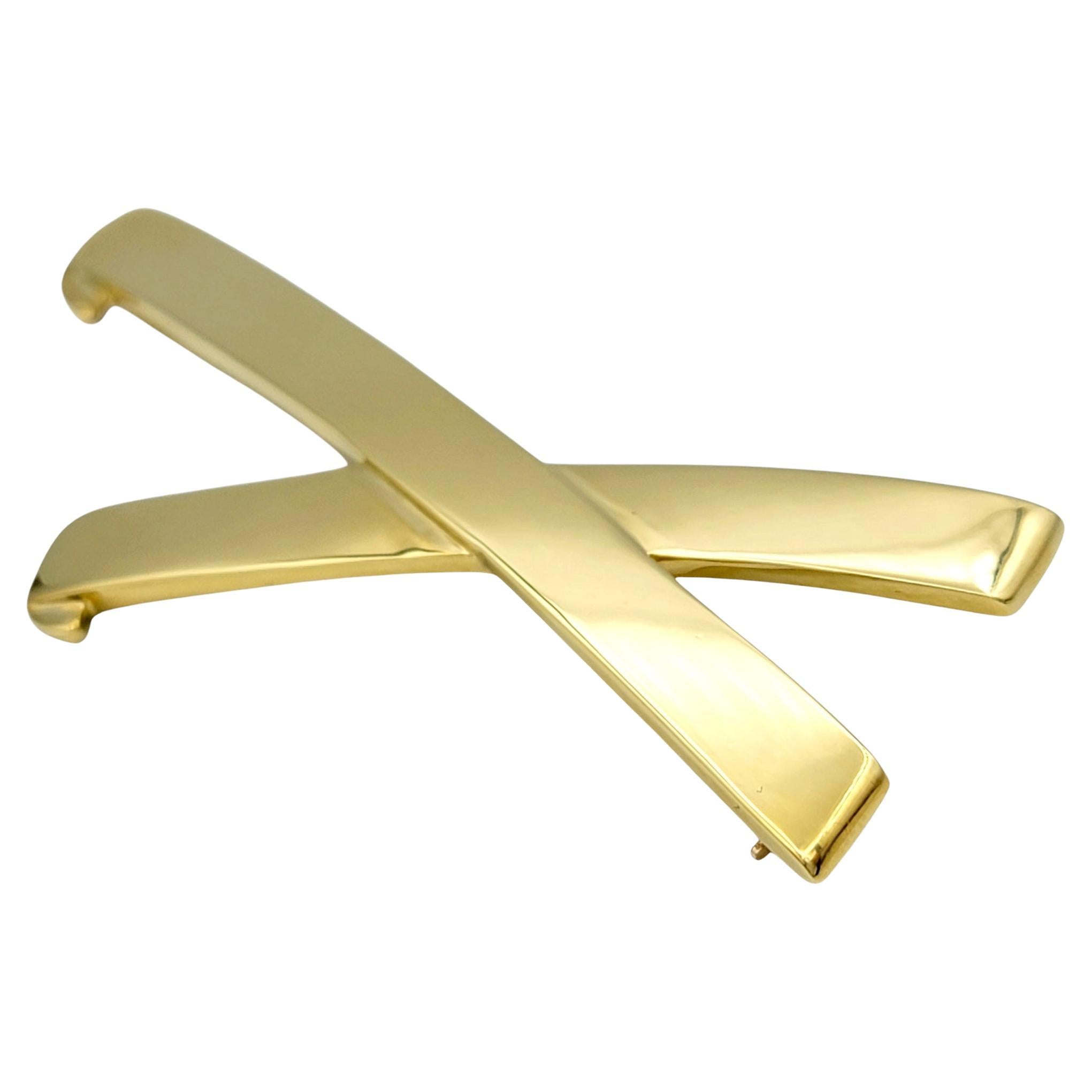 Tiffany & Co. Paloma Picasso Graffiti 'X' Anhänger / Brosche 18 Karat Gelbgold