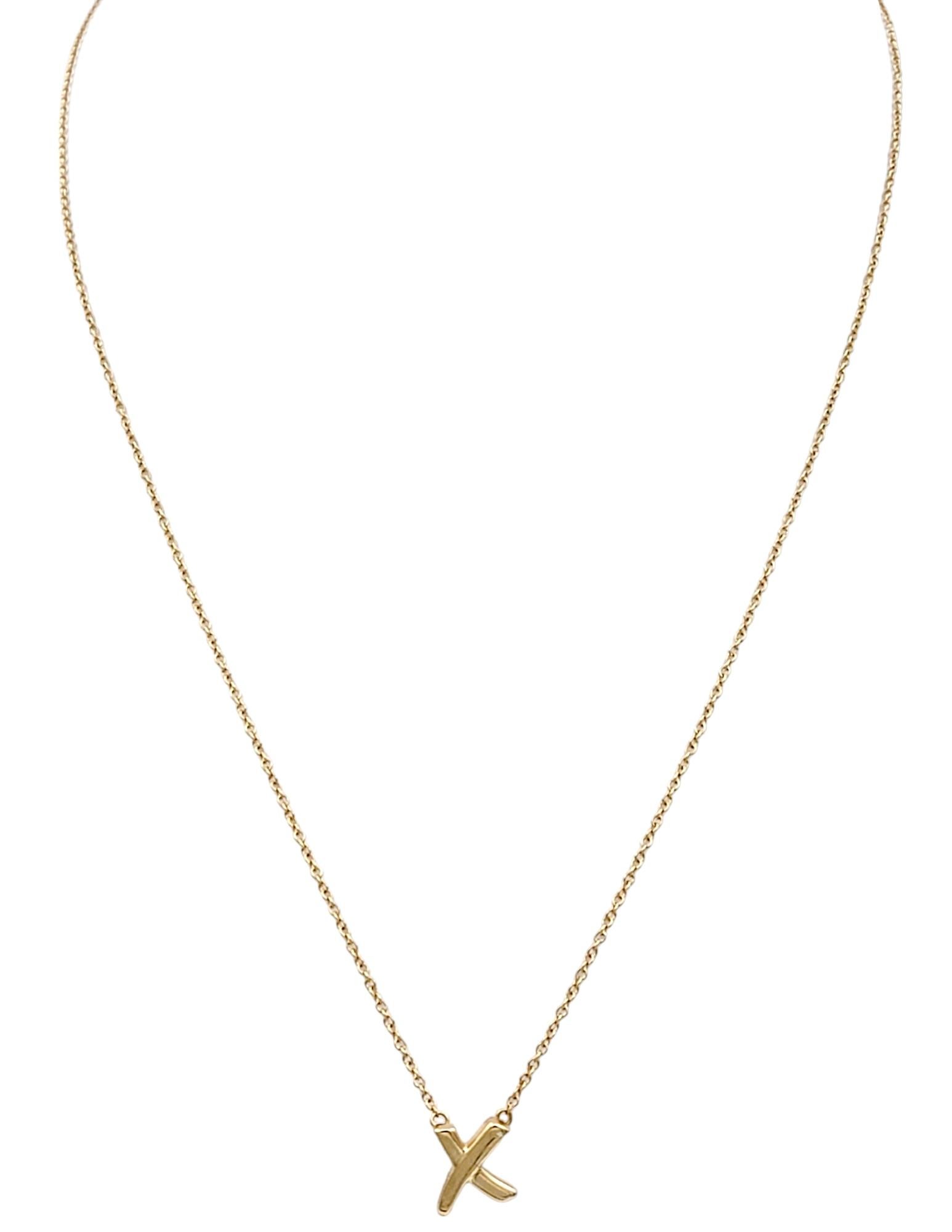 Tiffany & Co. Paloma Picasso Graffiti X Pendant Necklace in 18 Karat Rose Gold In Good Condition In Scottsdale, AZ