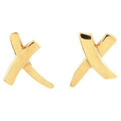 Tiffany & Co. Paloma Picasso Graffiti X Stud Earrings 18k Yellow Gold Small