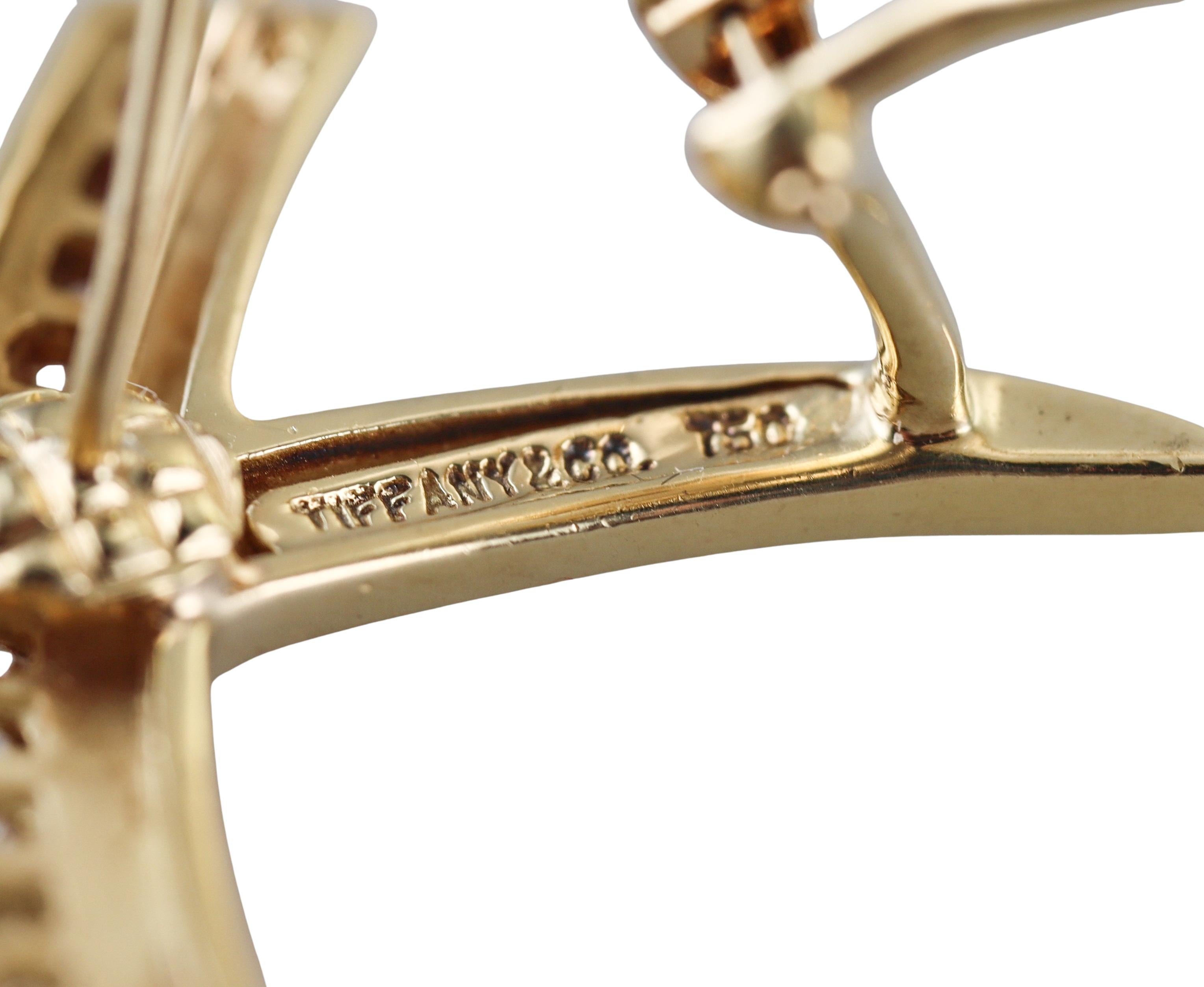 Women's Tiffany & Co Paloma Picasso Graffiti X Yellow Gold Diamond Large Earrings For Sale