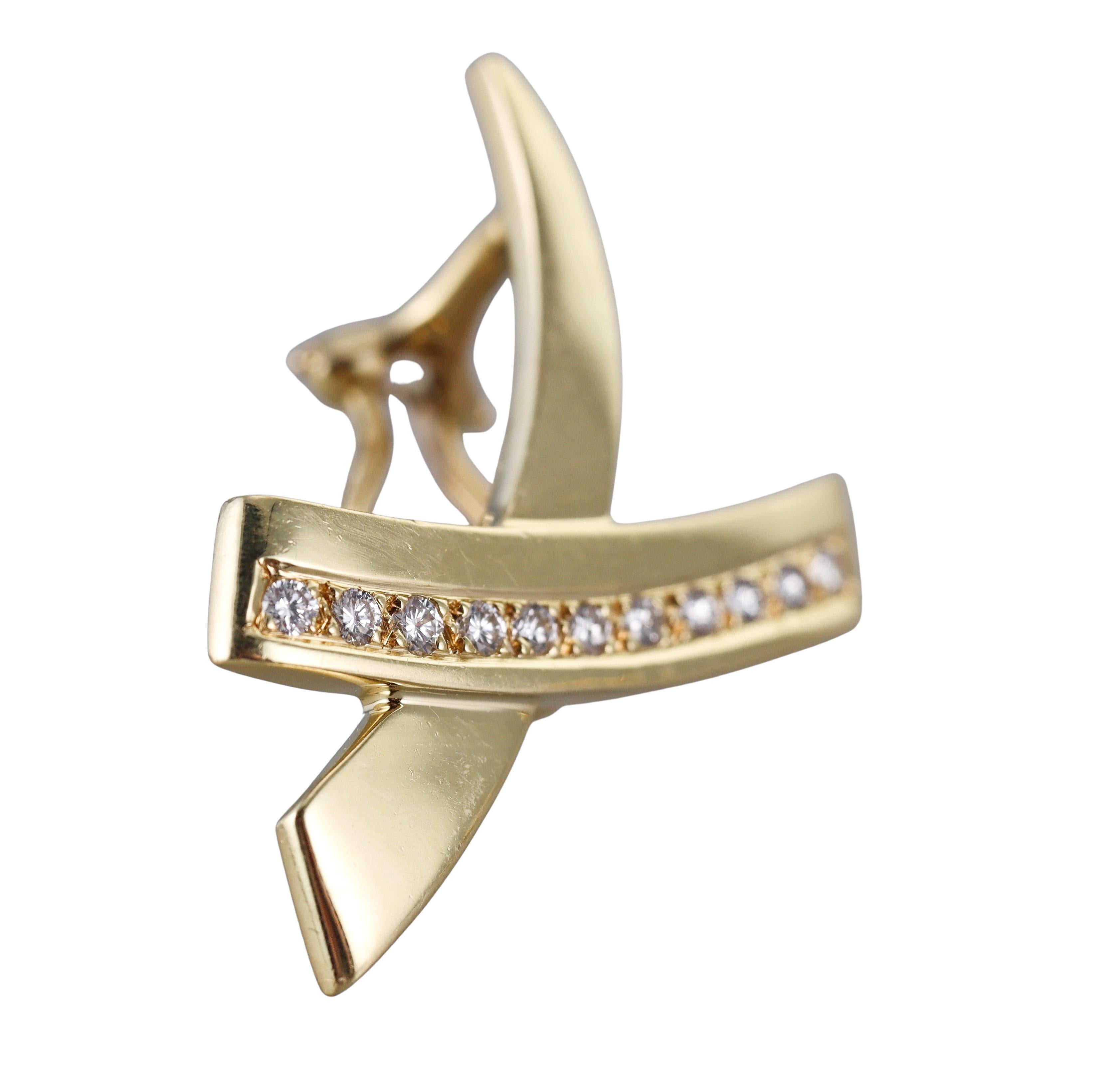 Tiffany & Co Paloma Picasso Graffiti X Yellow Gold Diamond Large Earrings For Sale 2