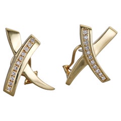Pendientes Tiffany & Co Paloma Picasso Graffiti X Oro Amarillo Diamante Grande