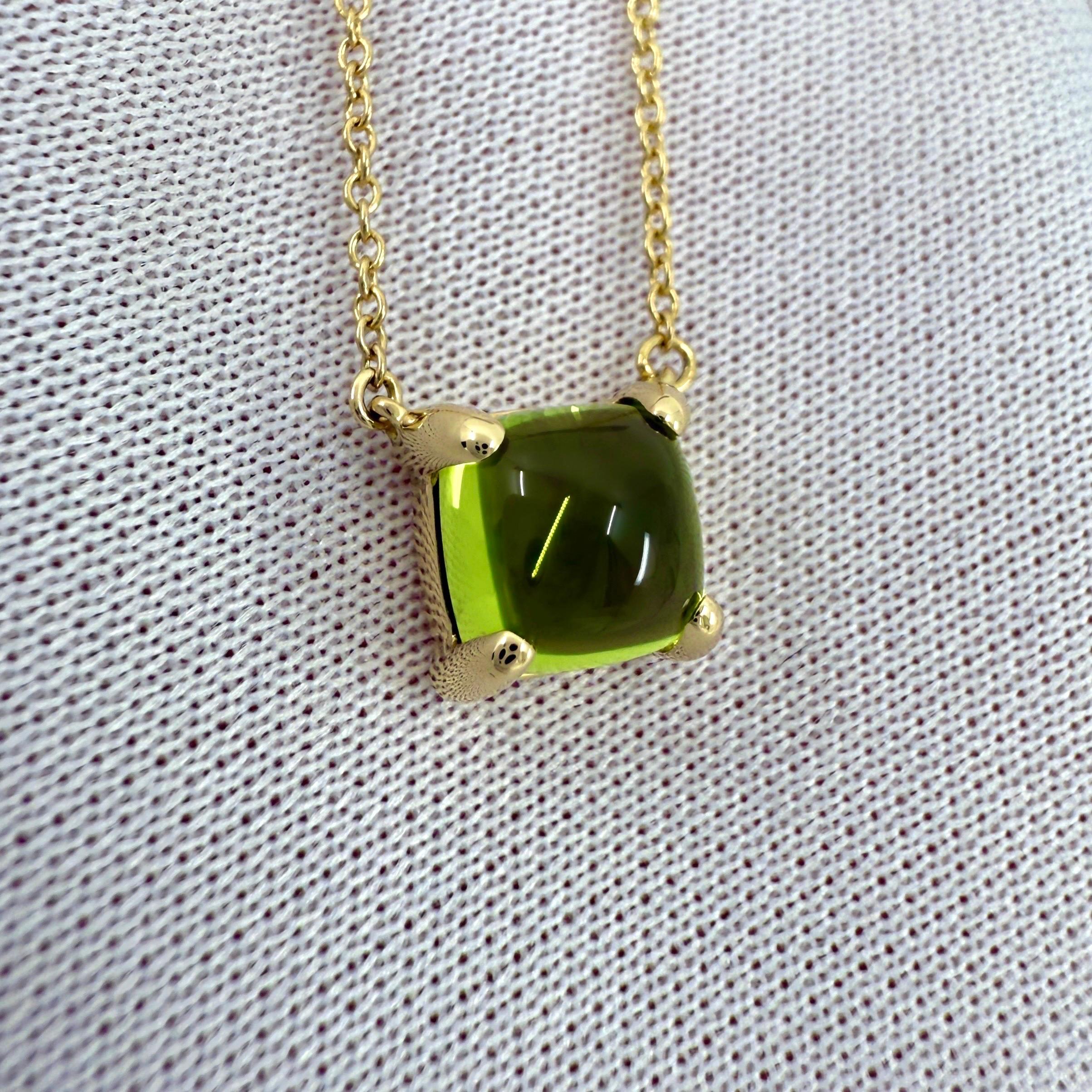 Sugarloaf Cabochon Tiffany & Co Paloma Picasso Green Peridot 18k Yellow Gold Pendant Necklace For Sale