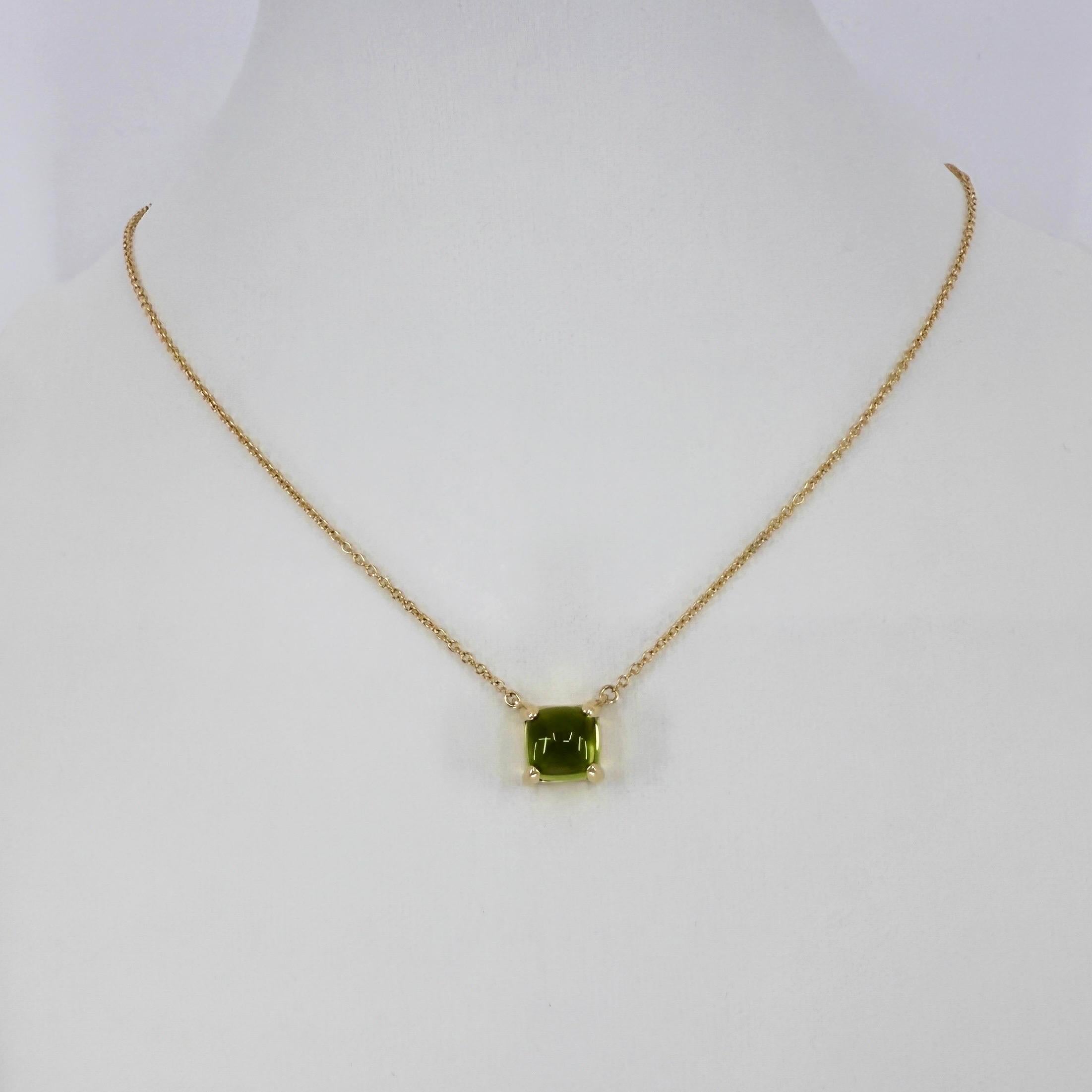 Tiffany & Co Paloma Picasso Green Peridot 18k Yellow Gold Pendant Necklace In Excellent Condition For Sale In Birmingham, GB