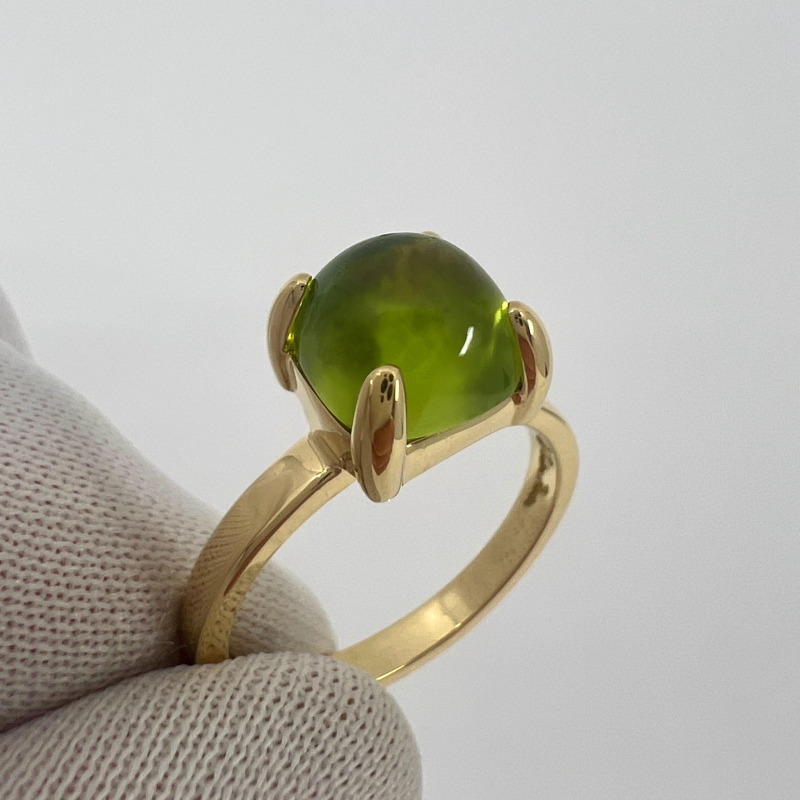 Cabochon Tiffany & Co Paloma Picasso Green Peridot Sugarstack Loaf 18k Yellow Gold Ring 6