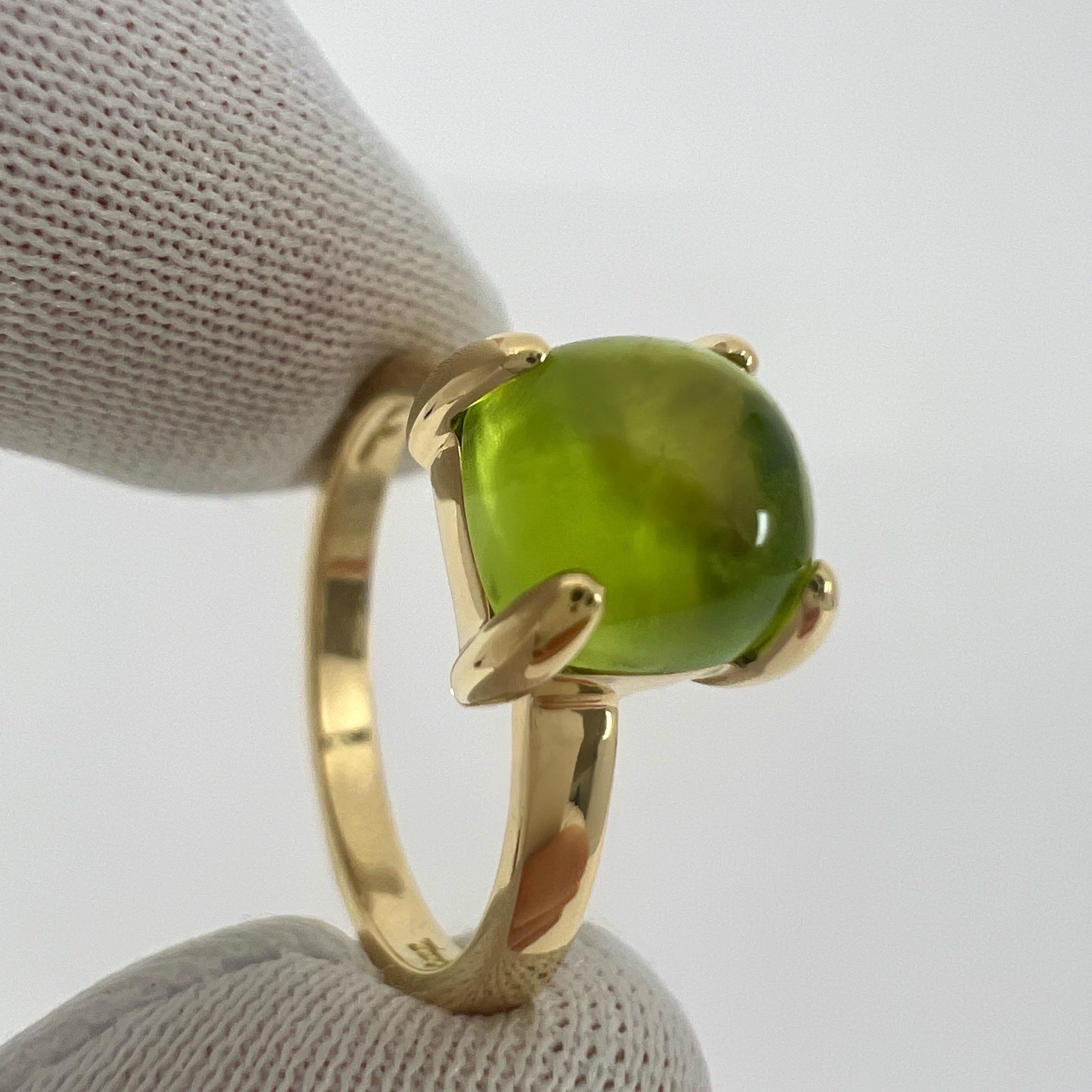 Cabochon Tiffany & Co Paloma Picasso Green Peridot Sugarstack Loaf 18k Yellow Gold Ring For Sale