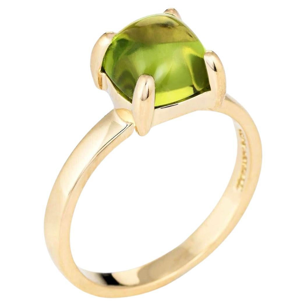 Tiffany & Co Paloma Picasso Green Peridot Sugarstack Loaf 18k Yellow Gold Ring For Sale