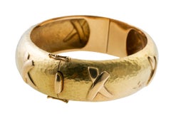 Tiffany & Co Paloma Picasso Hammered Gold X Graffiti Bangle Bracelet