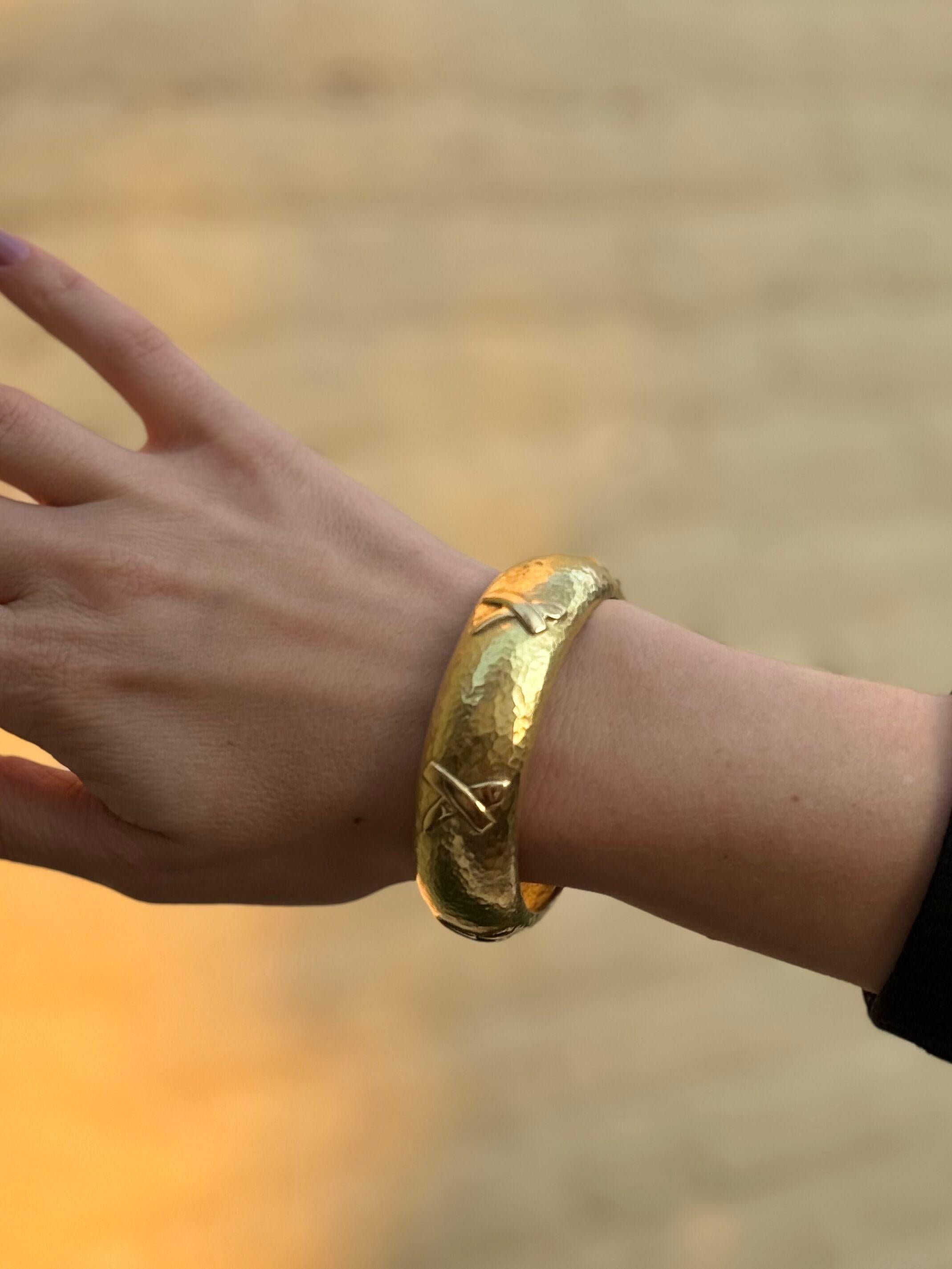 Tiffany & Co Paloma Picasso Hammered Gold X Graffiti Bangle Bracelet 1