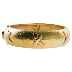 Tiffany & Co Paloma Picasso Hammered Gold X Graffiti Bangle Bracelet