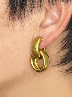 Tiffany & Co. Paloma Picasso Hammered Large 18K YG Double Loop Earrings