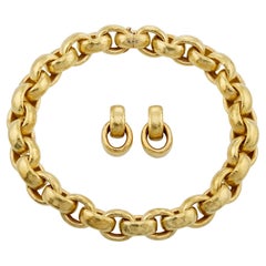 TIFFANY & CO Paloma Picasso Hammered Yellow Gold Necklace & Earrings Set