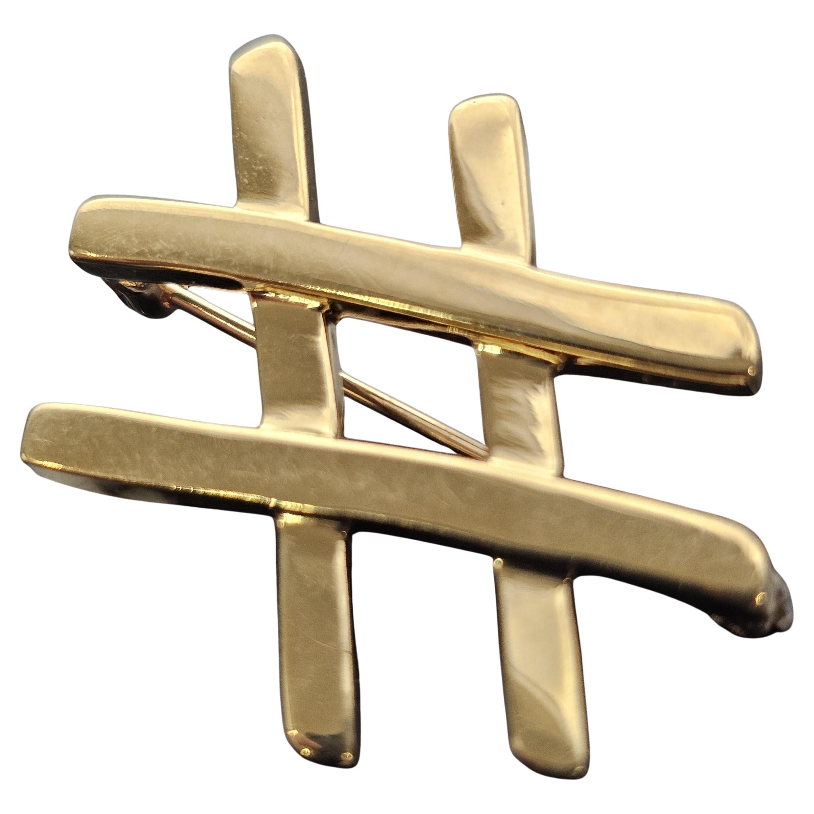Tiffany 
Co. Paloma Picasso Hashtag Tic Tac To Brosche Pin 18k Gelbgold 6,5g