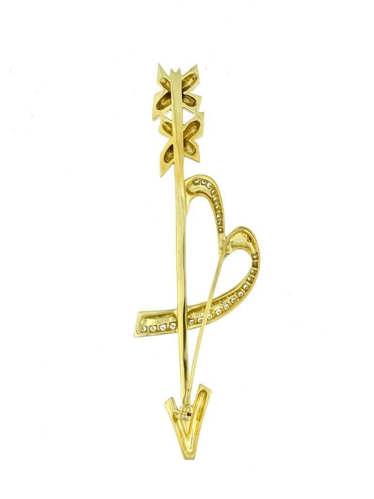 Tiffany & Co. Paloma Picasso Heart and Arrow Brooch 18 karat Gold and Diamonds In Excellent Condition For Sale In Esch sur Alzette, Esch-sur-Alzette