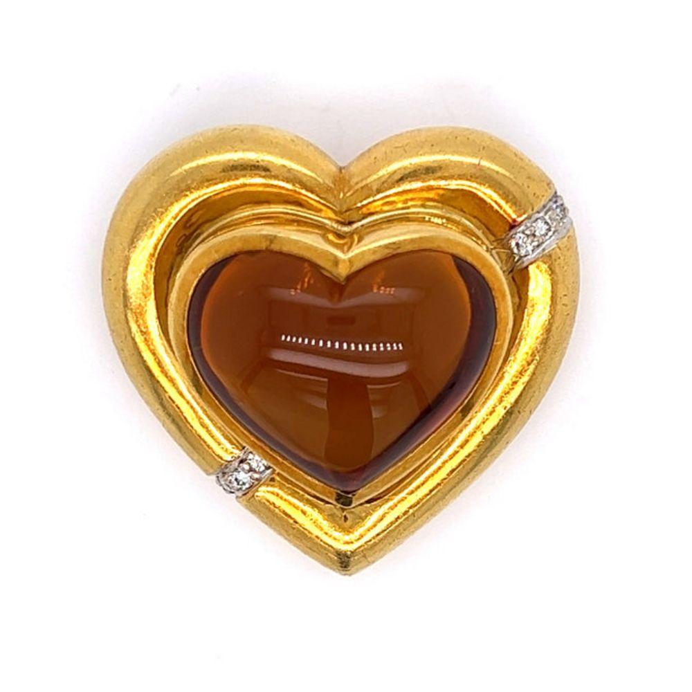 Cabochon Tiffany & Co Paloma Picasso Heart Brooch For Sale