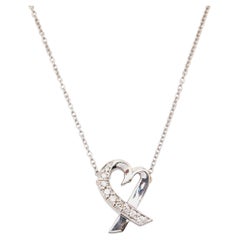Tiffany & Co. Paloma Picasso Heart Diamond 18k White Gold Necklace