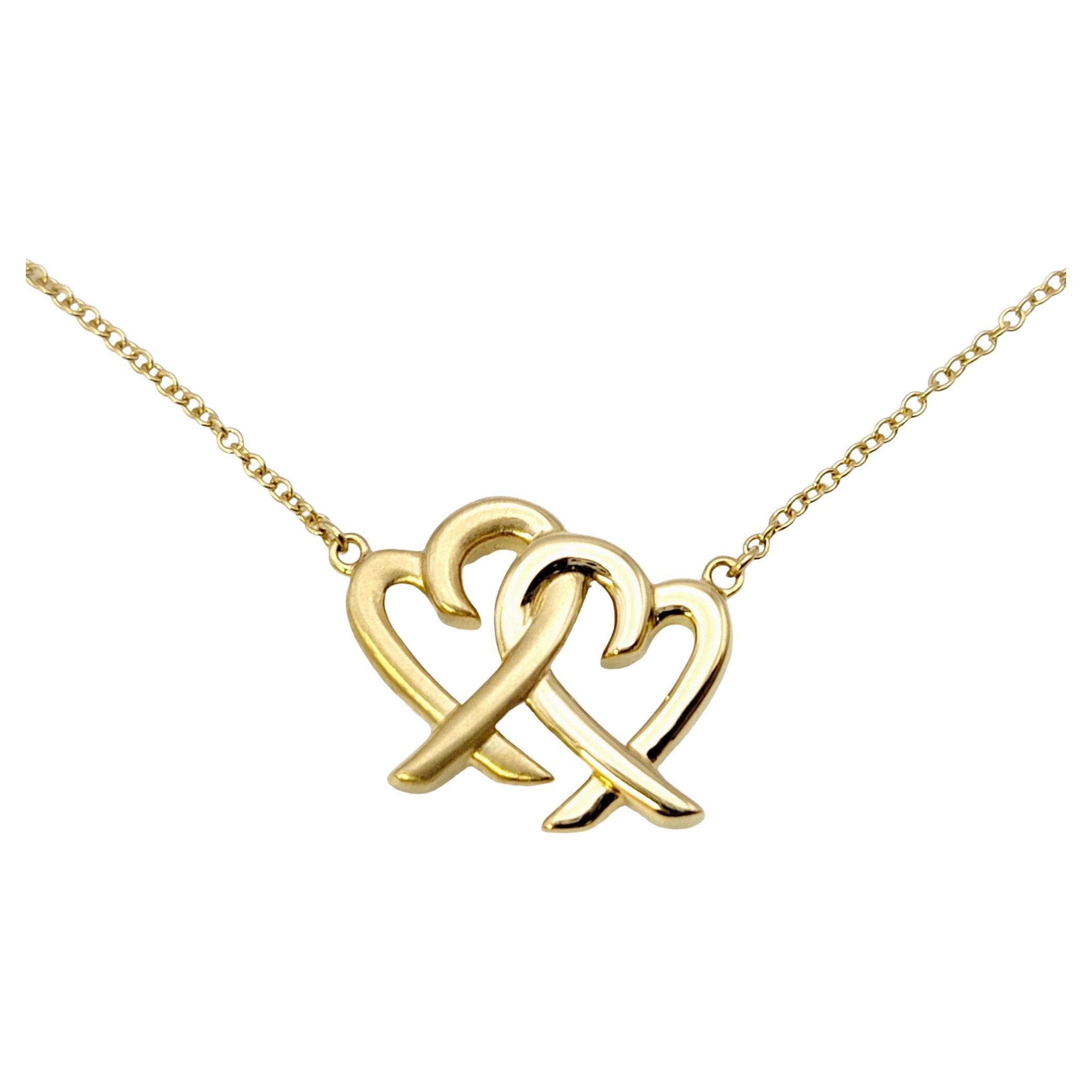 Tiffany & Co. Paloma Picasso Interlocking Hearts Pendant Necklace 18 Karat Gold
