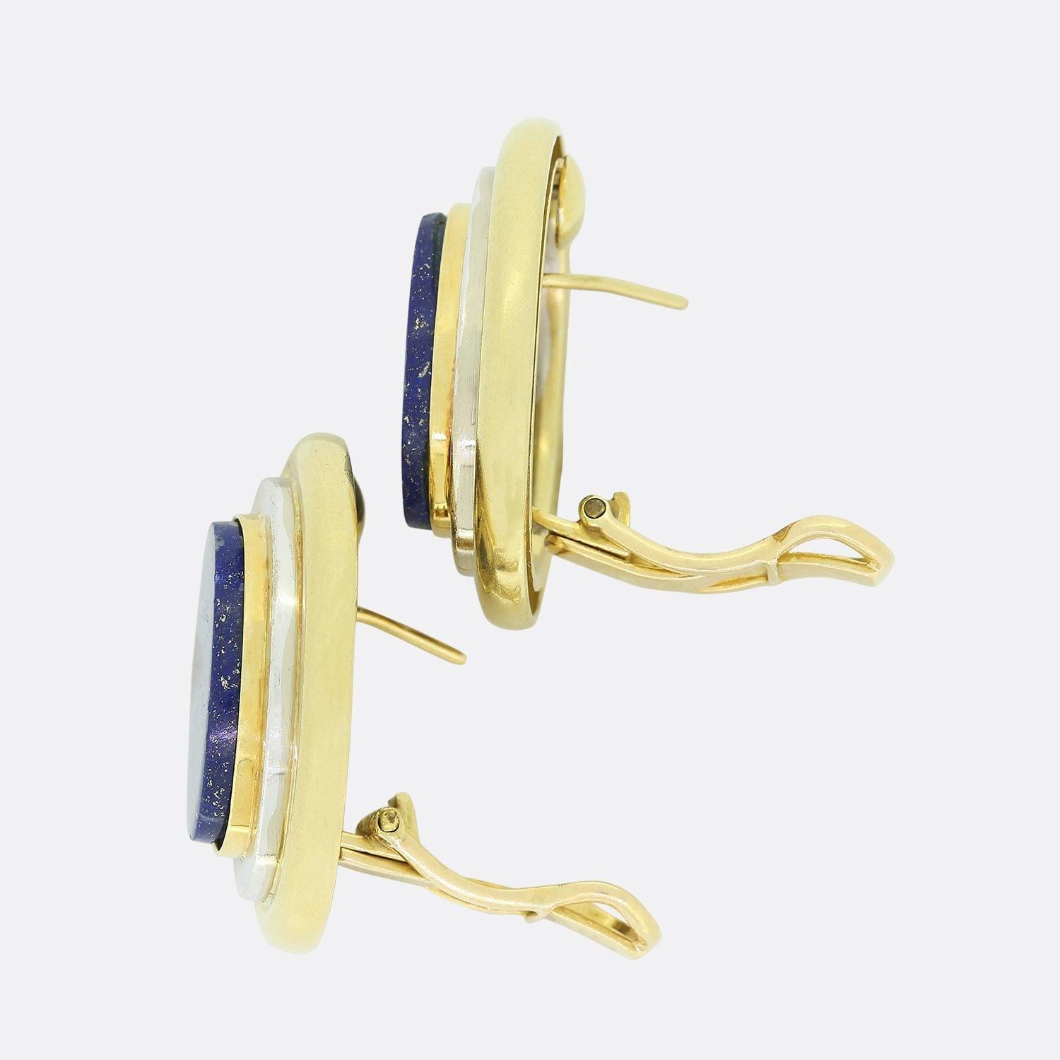 Rough Cut Tiffany & Co. Paloma Picasso Lapis Lazuli Clip On Earrings