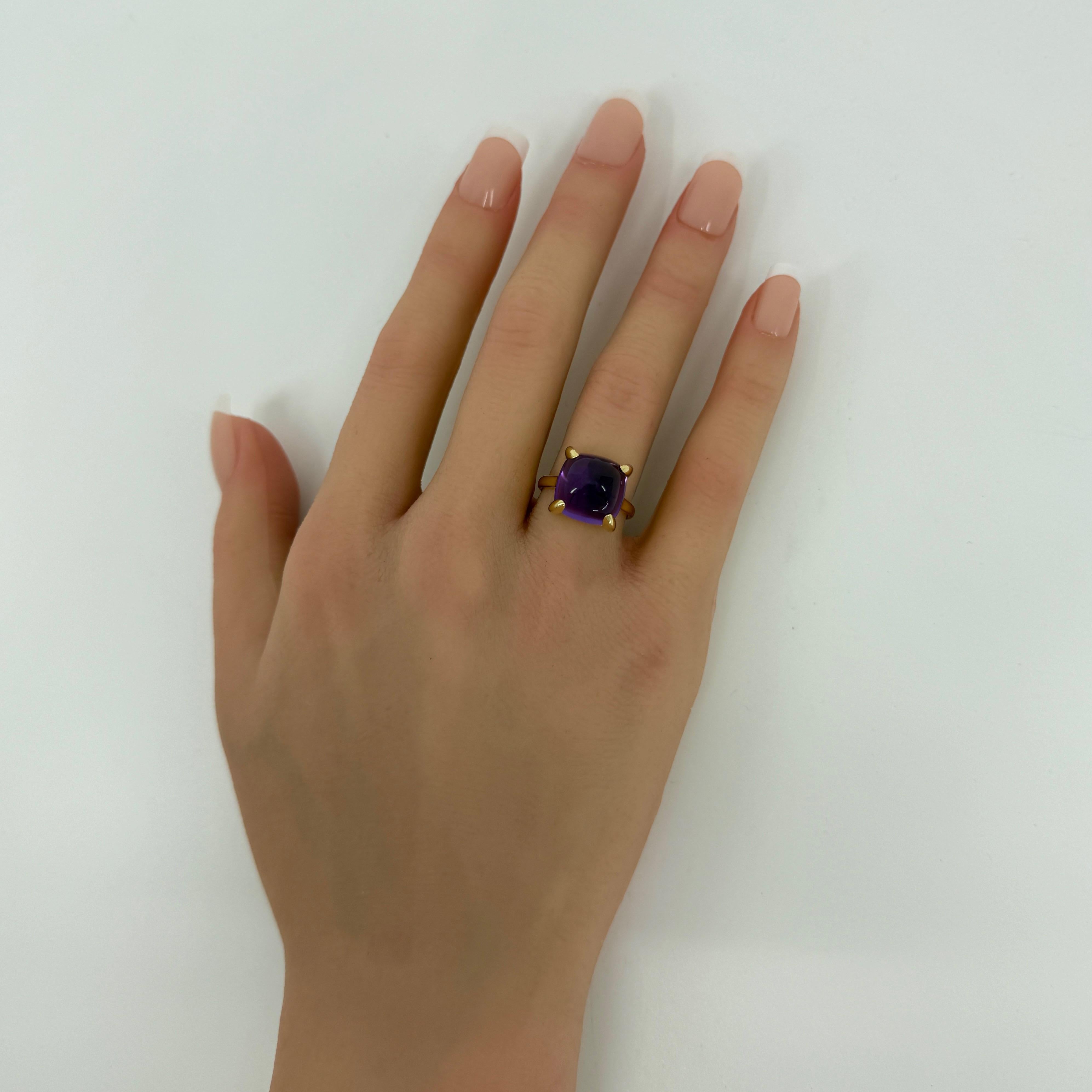 Tiffany & Co Paloma Picasso Large 12mm Purple Amethyst Sugarstack 18k Gold Ring For Sale 5