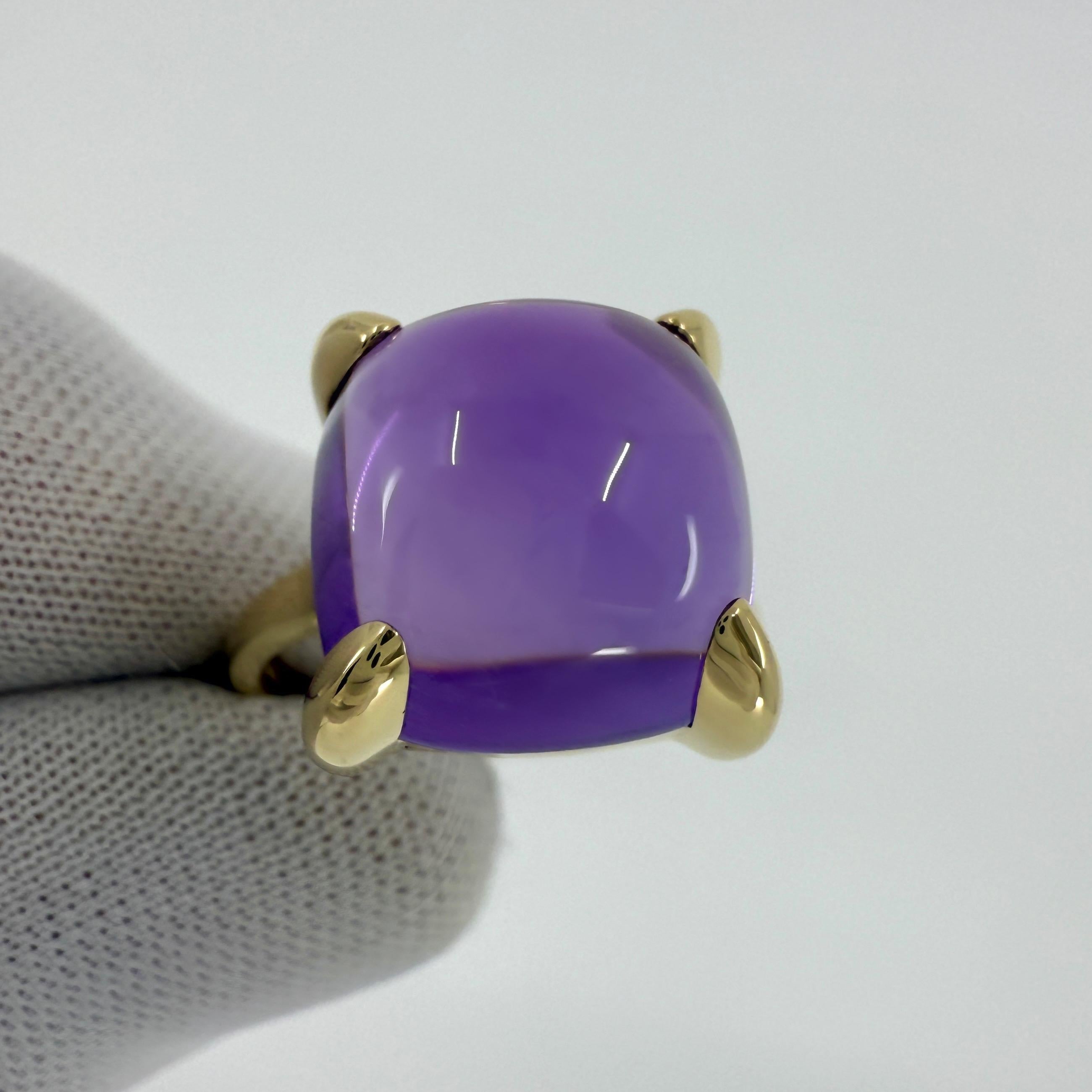 Cabochon Tiffany & Co Paloma Picasso Large 12mm Purple Amethyst Sugarstack 18k Gold Ring For Sale
