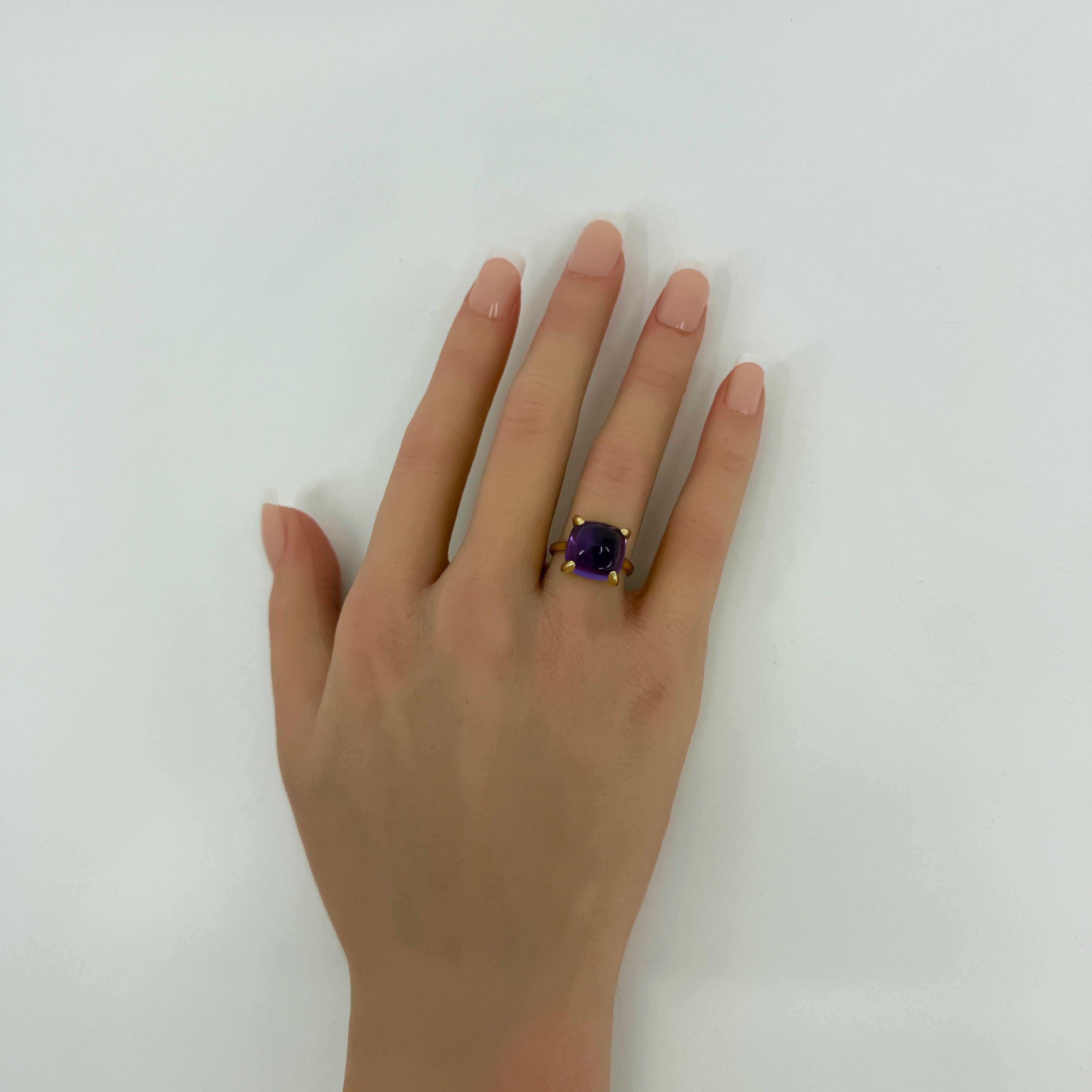 Tiffany & Co Paloma Picasso Large 12mm Purple Amethyst Sugarstack 18k Gold Ring In Excellent Condition For Sale In Birmingham, GB