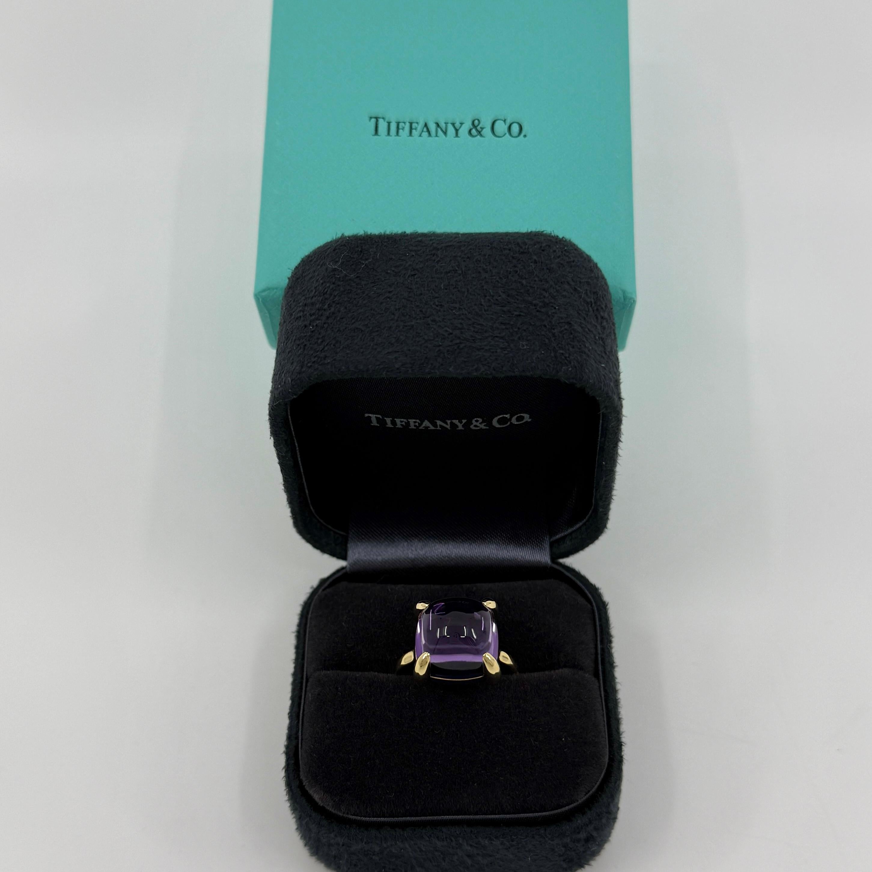 Tiffany & Co Paloma Picasso Anillo grande de oro de 18 quilates con amatista púrpura de 12 mm en venta 3