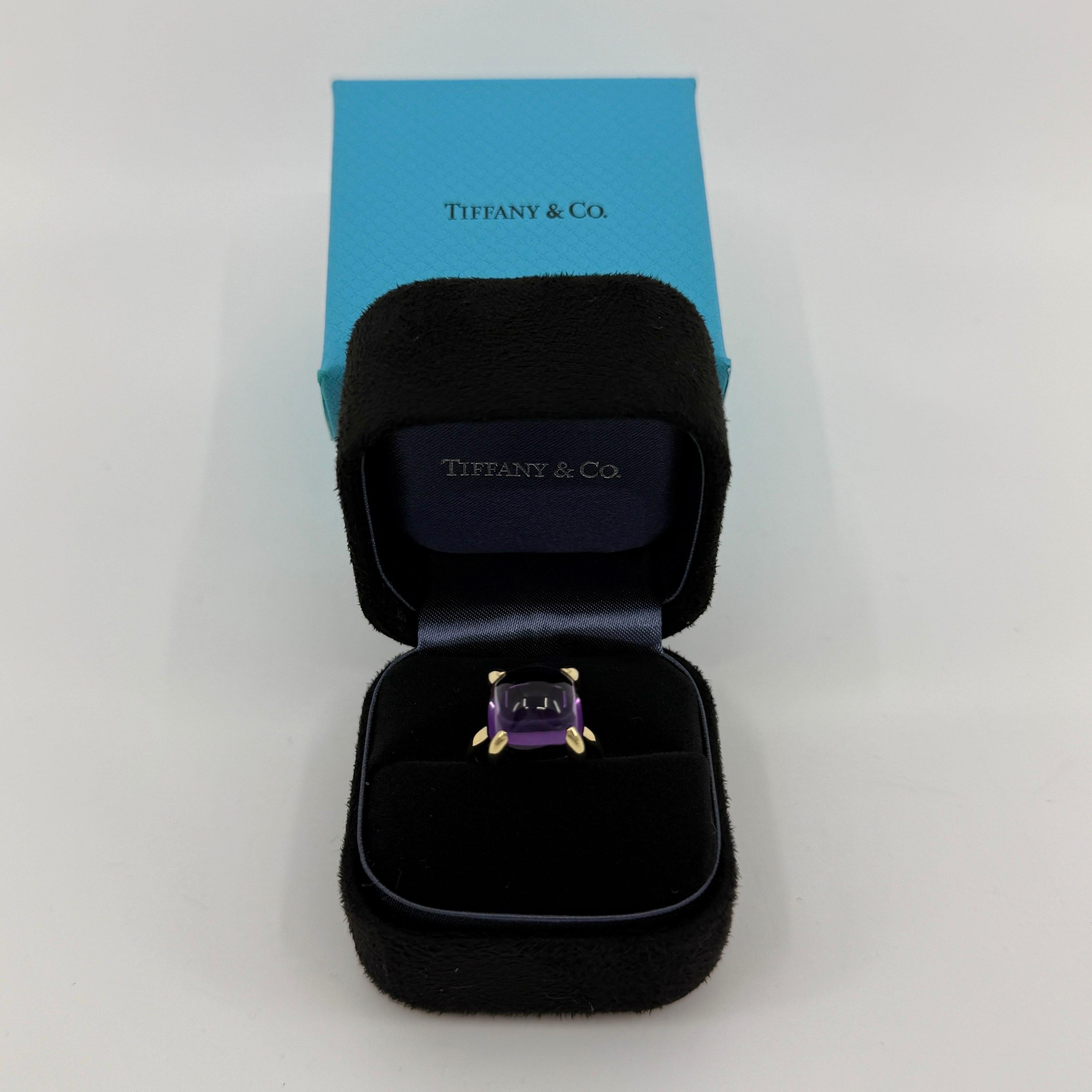 Tiffany & Co Paloma Picasso Large 12mm Purple Amethyst Sugarstack 18k Gold Ring For Sale 4