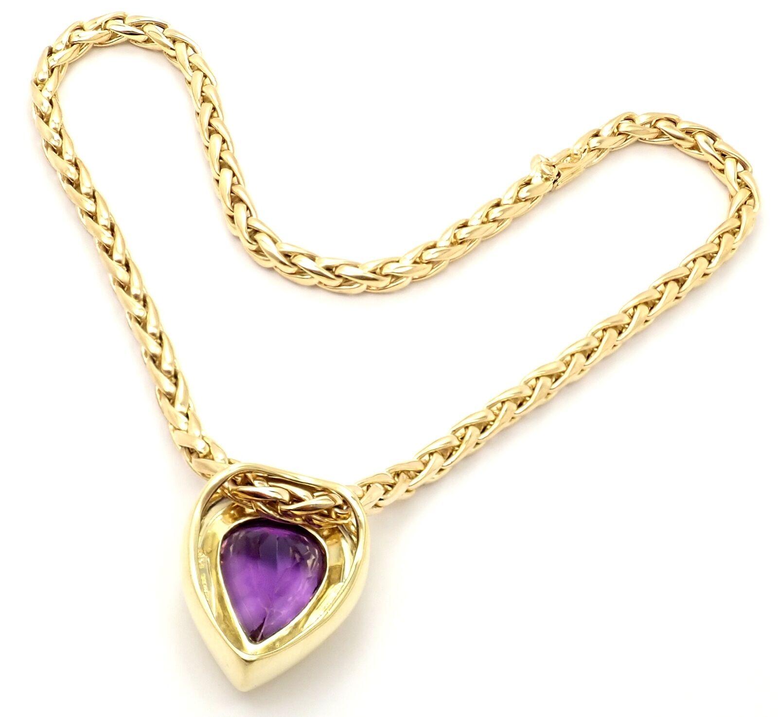Tiffany & Co Paloma Picasso Large Amethyst Yellow Gold Pendant Necklace For Sale 2