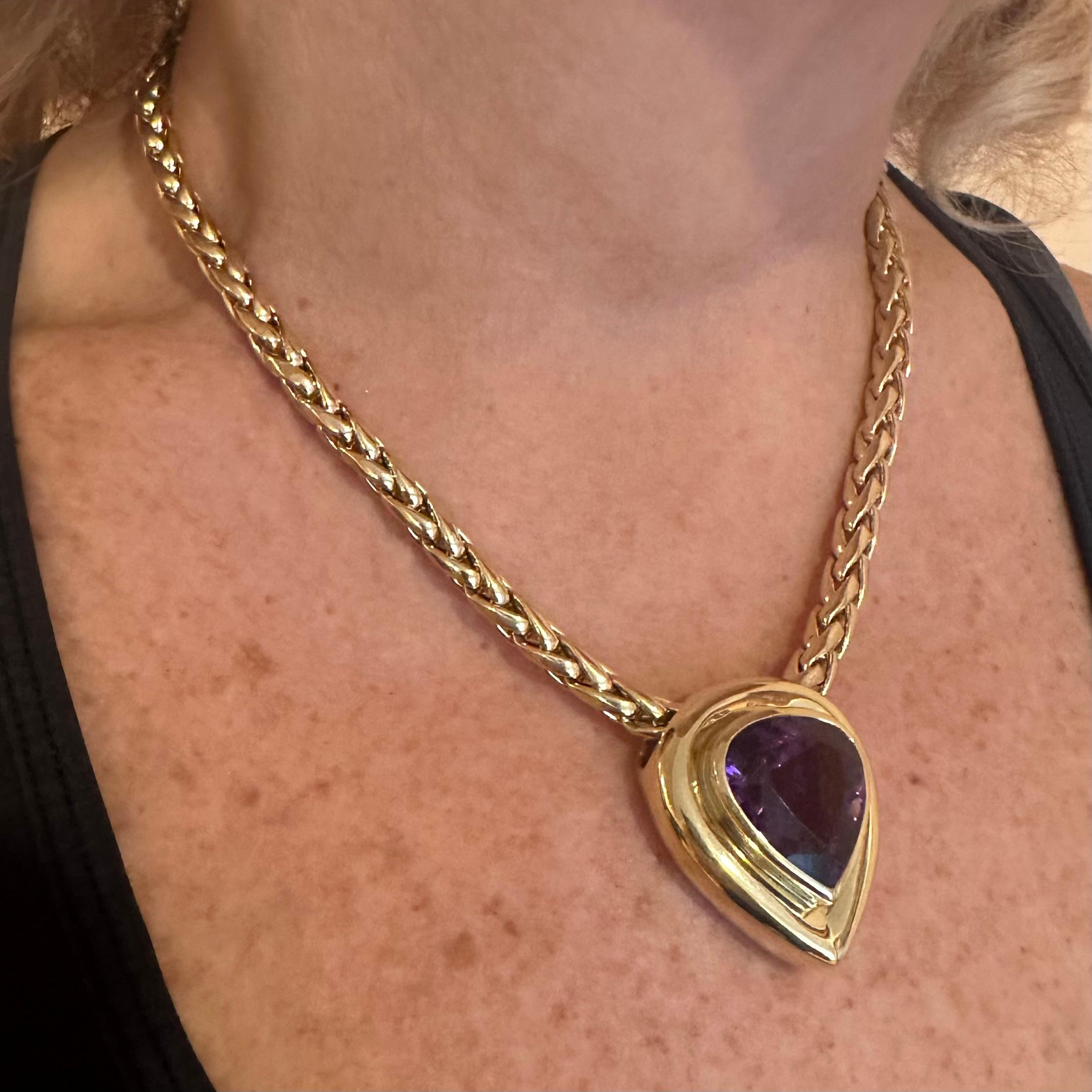 Tiffany & Co Paloma Picasso Large Amethyst Yellow Gold Pendant Necklace For Sale 6